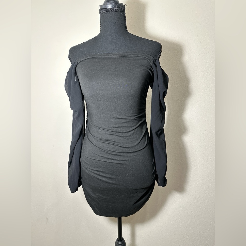 Chic Black Long Sleeve Mini Dress